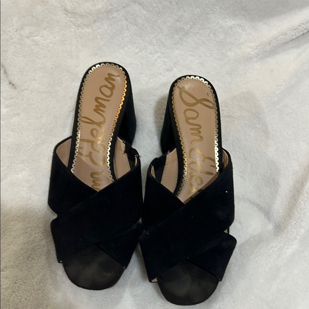 Sam Edelman Black Mules with Cross-Over Design